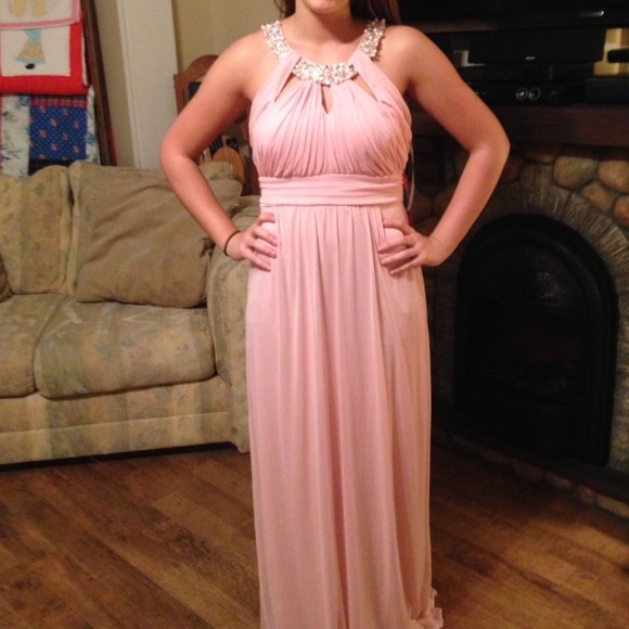 Light Pink Beaded Prom Dress