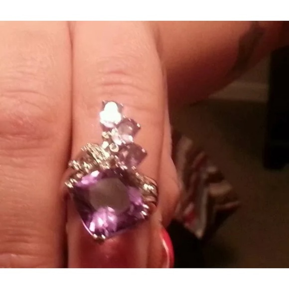 7.42ct amethysts and 13 diamonds size 7 new ring