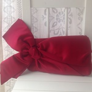 Steve Madden red satin clutch