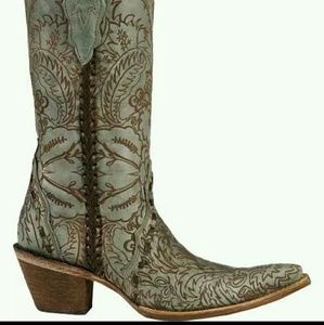 Corral turquoise leather cowboy boots sz 9