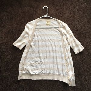 White and tan striped cardigan