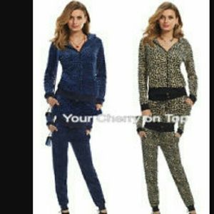 Juicy velour sweatsuit blue leopard