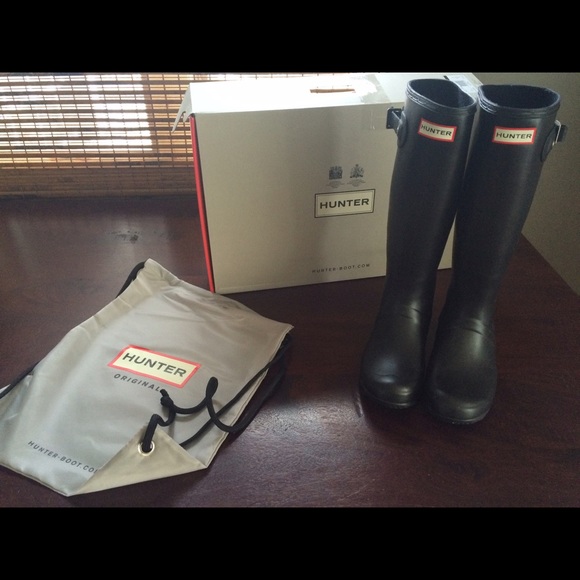 HUNTER Original BLACK Matte Tall Rain Boots 7 BNWB