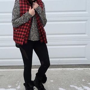 Plaid puffer vest