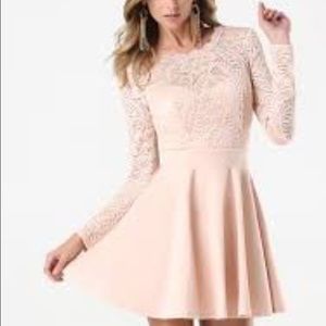 Bebe Lace Backless Flare Dress