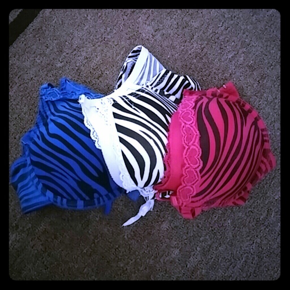 zebra print bras. set of 3