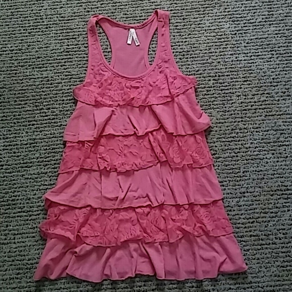 pink tank top with lace