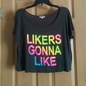 Off the shoulder "Likers gonna Like" crop top