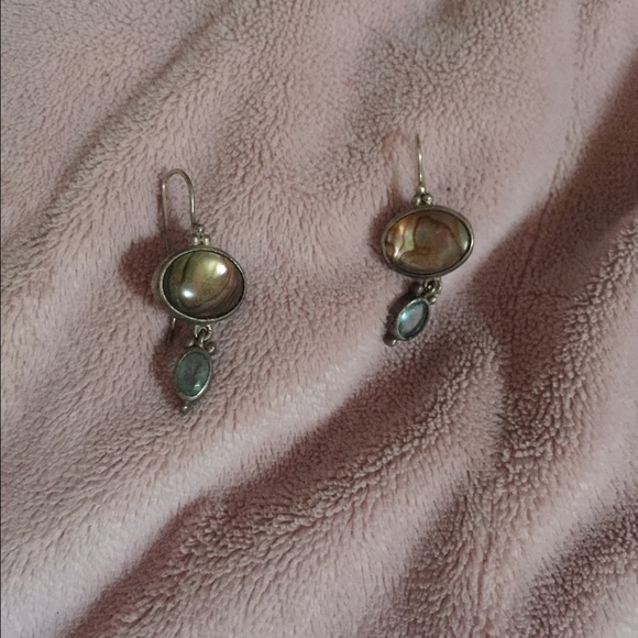 Silver abalone topaz earrings