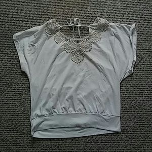 cute lace shirt with tie on the back
