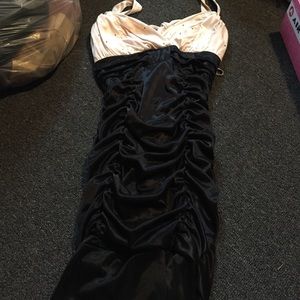 White and black tight mini dress