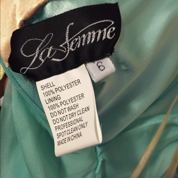 Beautiful blue floral prom dress La Femme - Picture 3 of 4