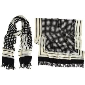 J. Crew 100% Wool Thin Geometric Grid Scarf