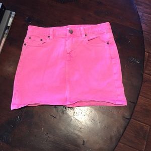 Hot pink J. Crew denim mini skirt