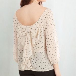 Polka Dot Modcloth Top with Bow Detail