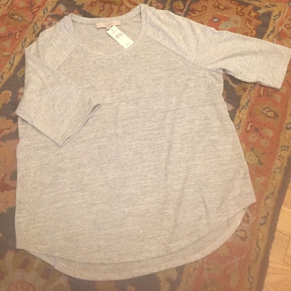 New w/ Tag LOFT 3/4 Sleeve Marled Grey Tee - large