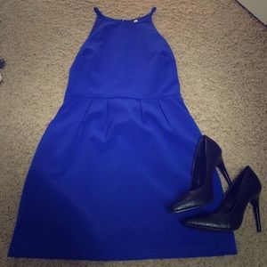 HOLD**Blue halter dress with pockets