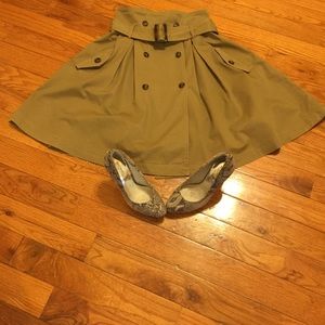Vintage Khaki High Waisted Skirt, with Belt