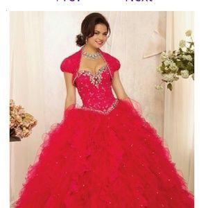 Red Mori Lee hand beaded gown