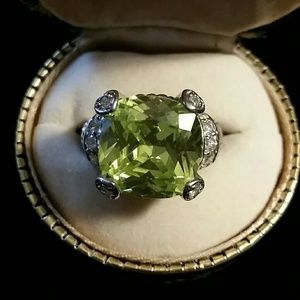 Sterling and large green stone ring.