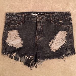 High Rise Black Denim Short