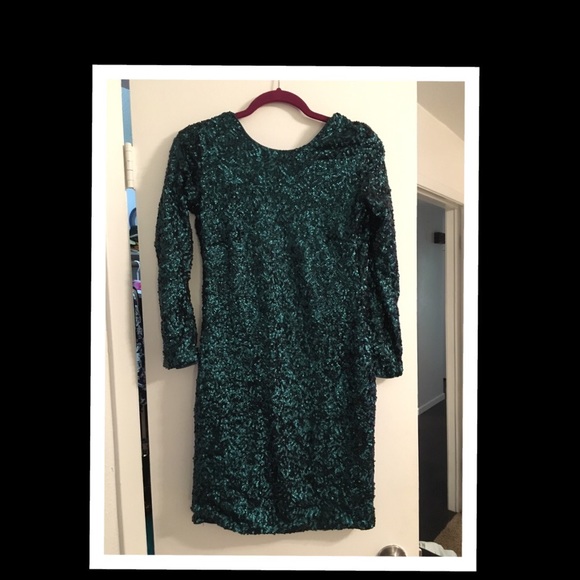 Dark Green Sequin Party Dress