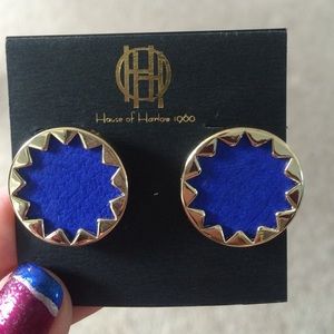 Cobalt Blue leather HOH Starbust earrings