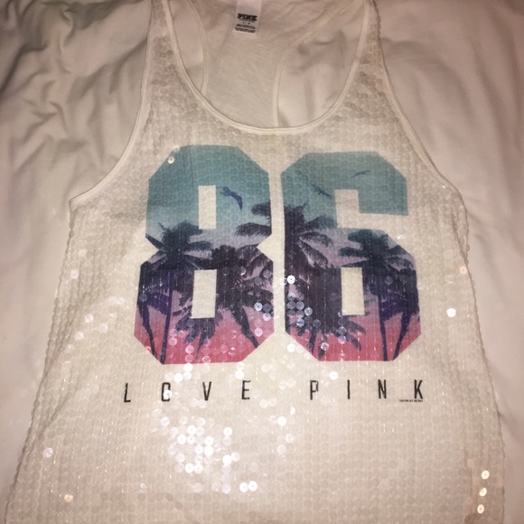 Sequined white tank