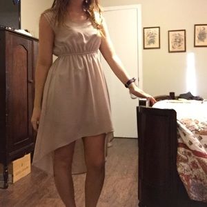 High low taupe dress