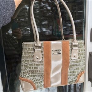 Beijo Couture Faux Croc &Suede Shoulder Bag