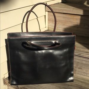 Lodis Black Leather work tote bag