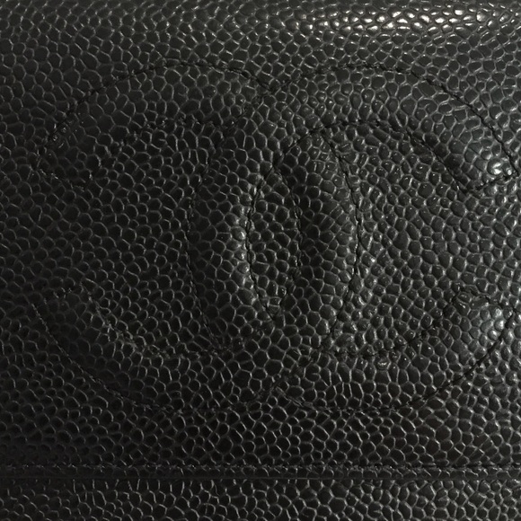 CC Logo Black Caviar Leather Flap Wallet (used) - Picture 4 of 4