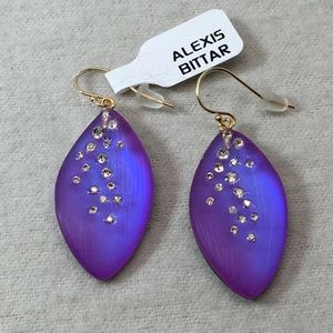 NWT Alexis Bittar Violet Lucite Leaf Drop Earrings