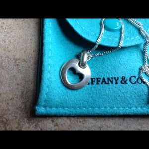 Tiffany & Co heart charm necklace. 15.5" chain.