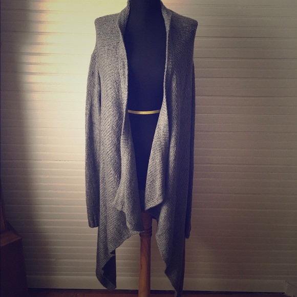 Long high low waterfall collar cardigan
