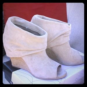 Cream ankle booties, size 10