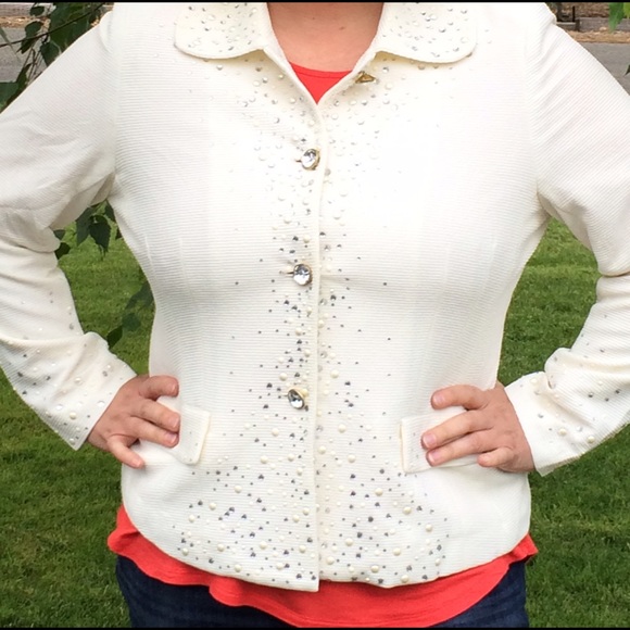 Joan Rivers Cream Sparkles Blazer Poly/Spandex