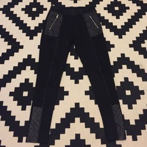 Black H&M leggings with faux leather detail