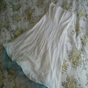 JCrew white seersucker strapless dress.
