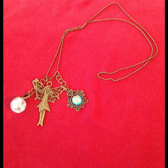 Faerie charm antique bronze necklace 18"✨