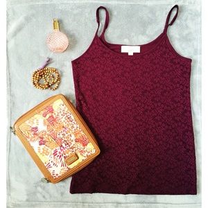 Loft Lace Tank Top Burgundy