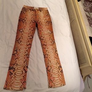 Roberto Cavalli Peach snake skin printed pants!