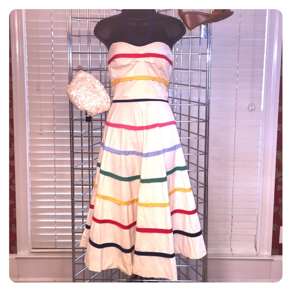 ☀️Vintage FAB juicy fruit stripe halter sundress☀️