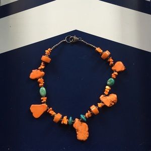 Handmade Orange & Turquoise Necklace