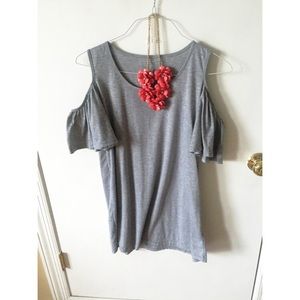 GRAY COLD SHOULDER SHIRT