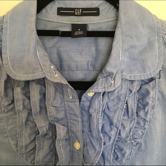 Gap Ruffle Front Chambray Shirt - Picture 3 of 3