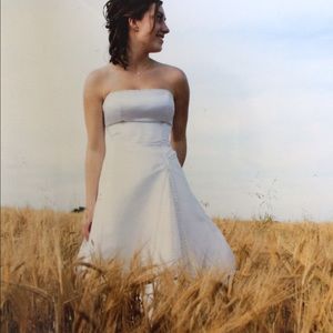 Strapless, corset back wedding dress