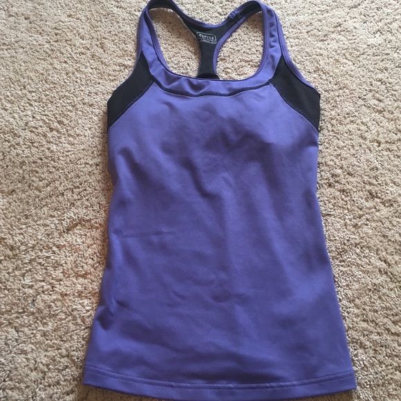 Purple and black workout tank top