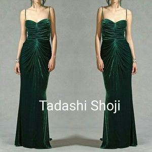 Emerald green velvet gown