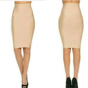 SOLD.BANDAGE BEIGE SKIRT